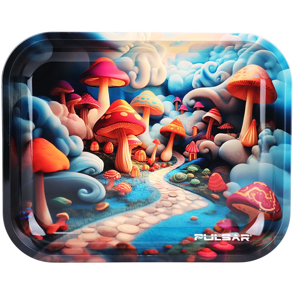 Pulsar Design Series Large Metal Rolling Tray | Shroom Path 13" x 11"