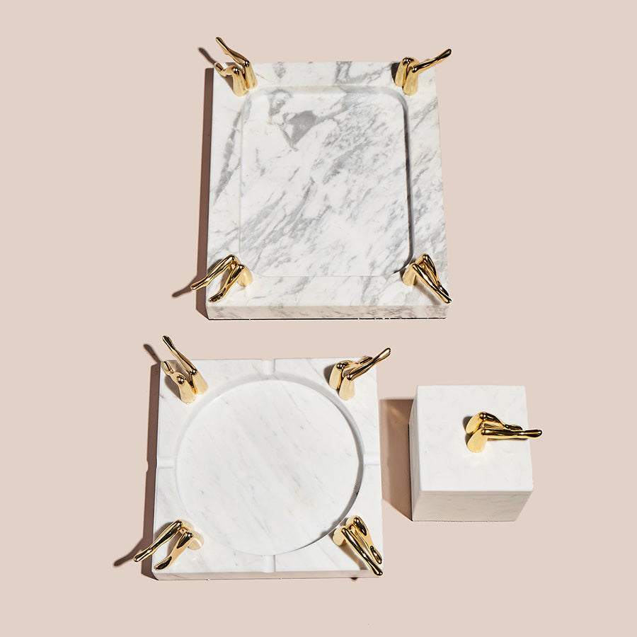 Thigh High Marble Stash Box | White & Gold Luxury Storage