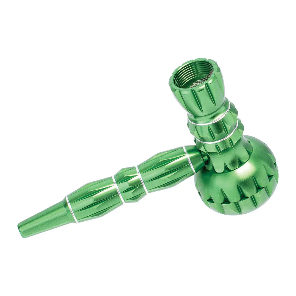 Aluminum Ribbed Smoking Pipe with Built-In Grinder | 2-in-1 Portable Pipe - We The People