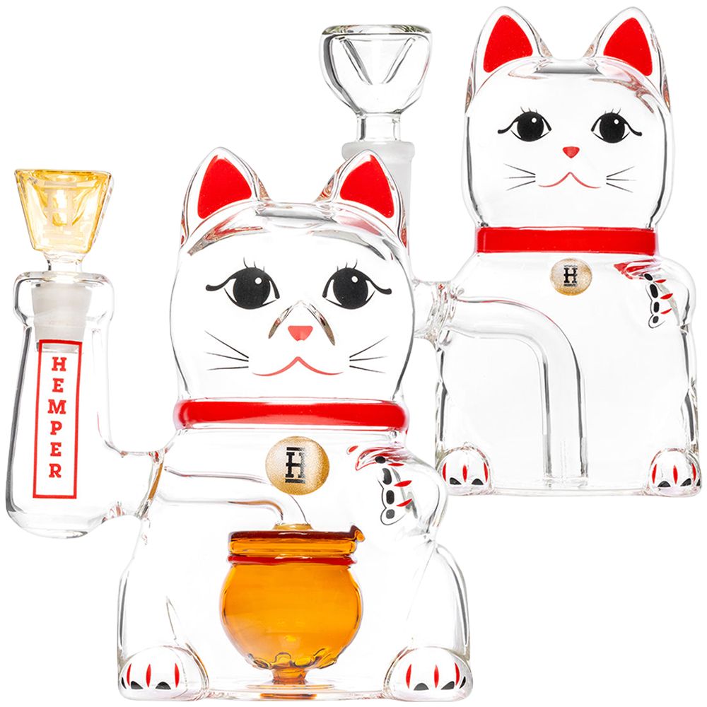 HEMPER Lucky Money Cat Bong | Glass Water Pipe with 14mm Female Joint