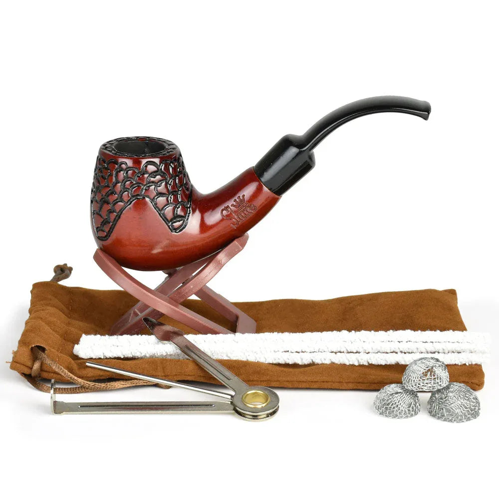 Pulsar Shire Pipes Engraved Bent Brandy | 5.5" Cherry Wood | Premium Pipe - We The People