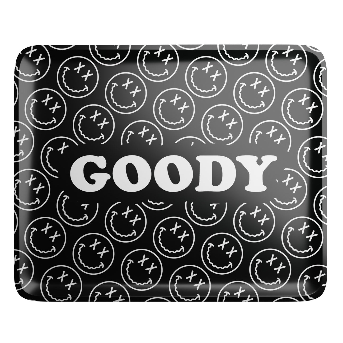 Goody Glass Black Pattern Face Rolling Tray | Durable Tin Tray