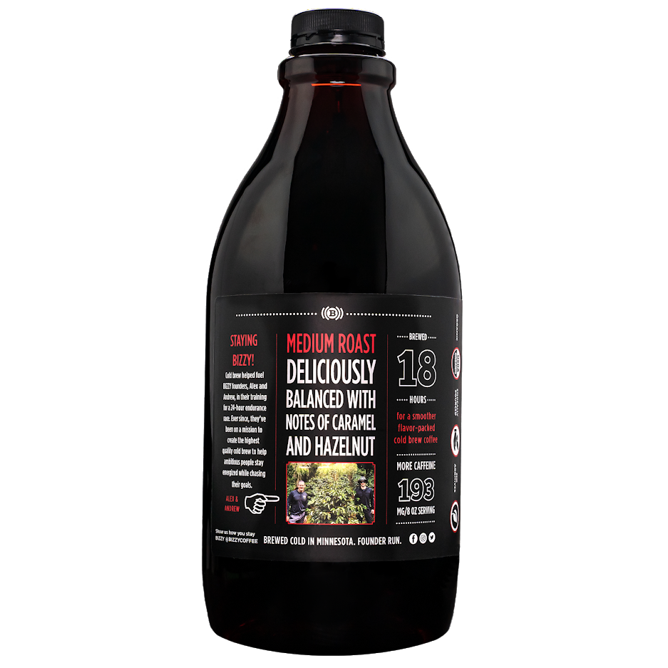 Bizzy Organic Cold Brew Coffee Concentrate Medium Roast - Case of 6 (48oz)