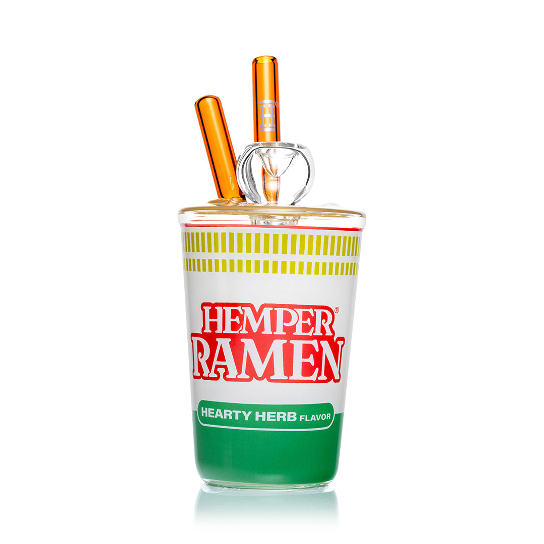 HEMPER Ramen Cup Bong | 7" Glass Water Pipe with Noodle Design