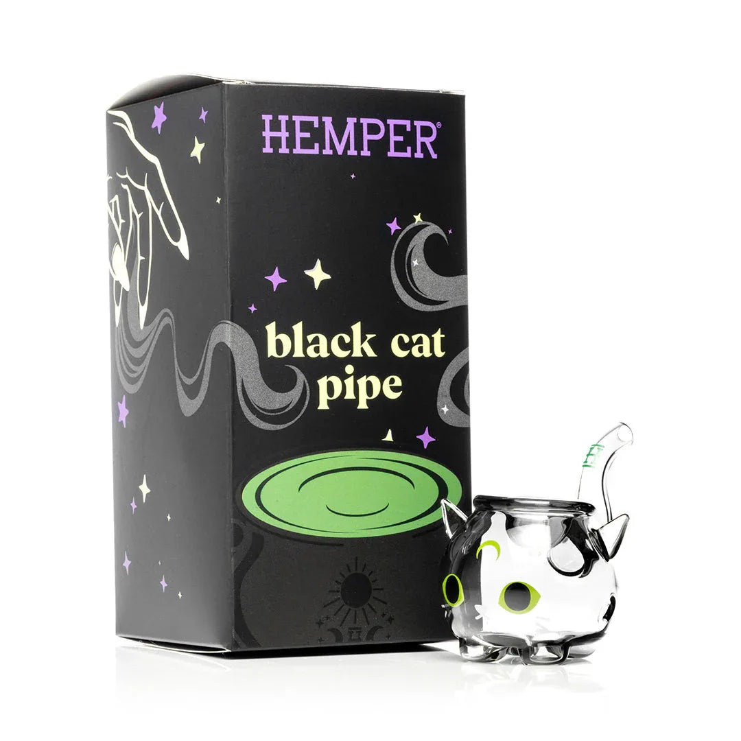 HEMPER Black Cat Hand Pipe | 3" Glass Pipe | Halloween Witchy Design - We The People 