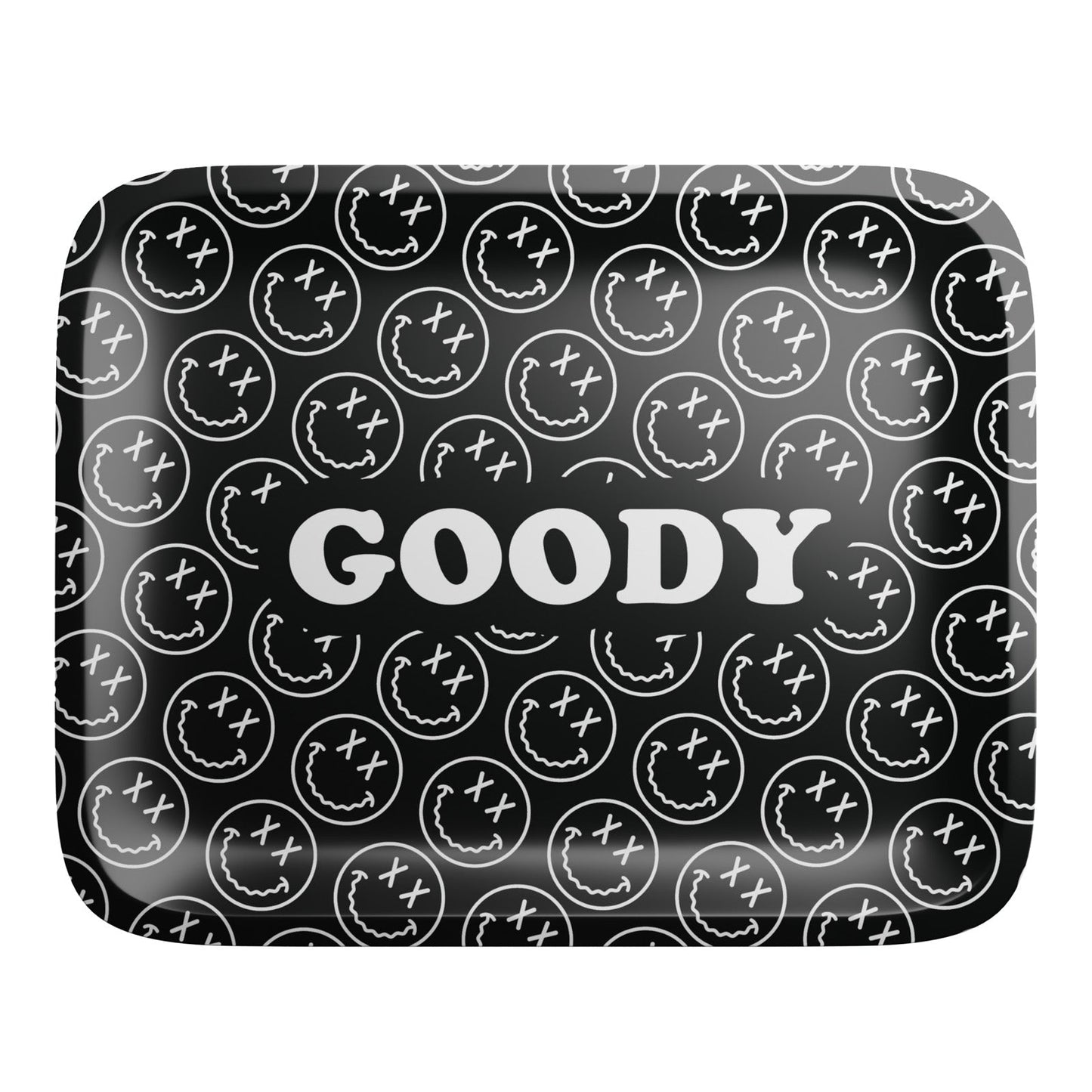 Goody Glass Black Pattern Face Rolling Tray | Durable Tin Tray