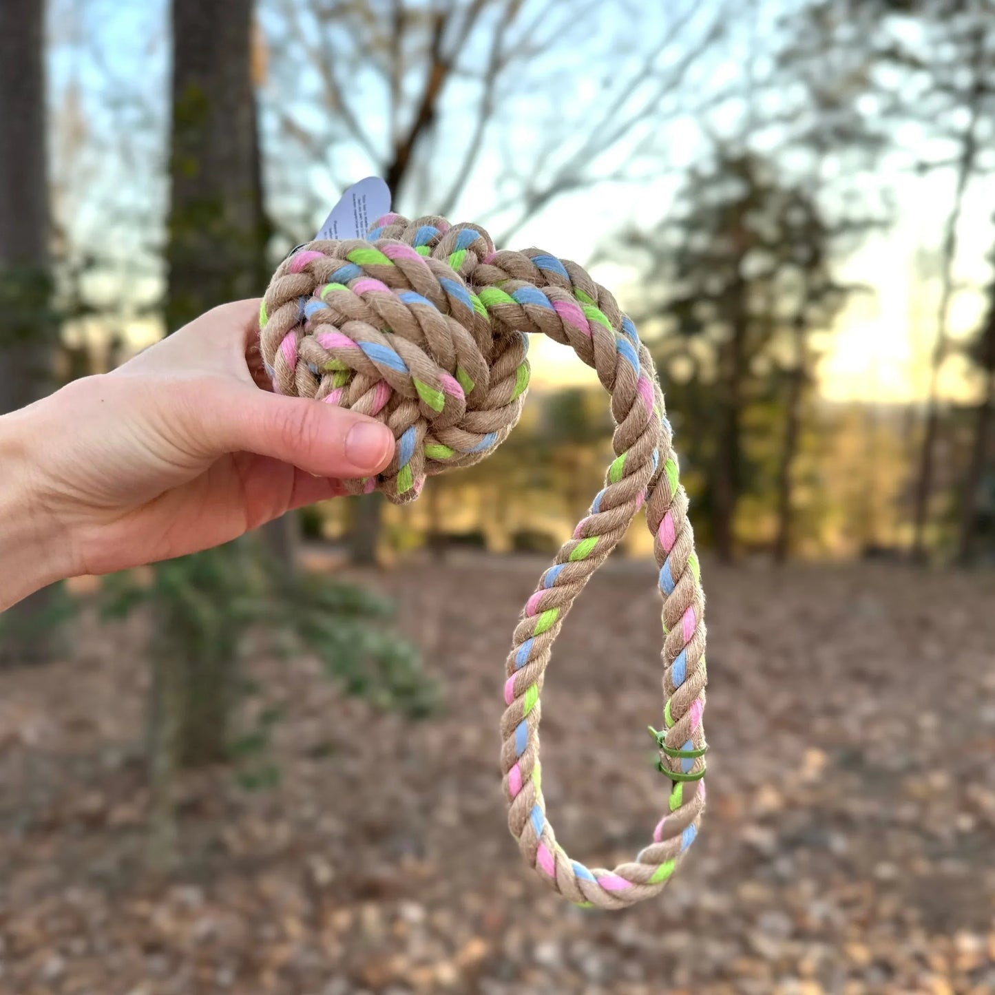 Rainbow Joy Hemp Rope Tug Toy 12.5" with Handle - We The People 