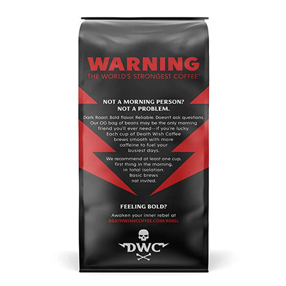 Death Wish Whole Bean Coffee - Case of 6 (16oz Bags)