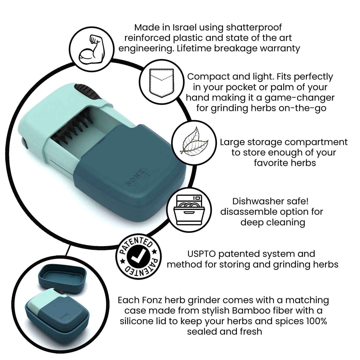 FONZ Reef Grinder & Storage Combo | Premium Herb Accessory