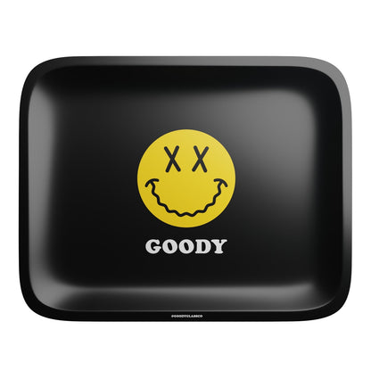 Goody Glass Black Big Face Rolling Tray | Durable Tin Rolling Tray