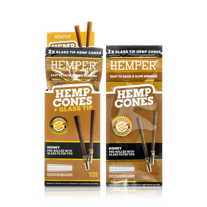 Pre-Rolled 2PK King Size Glass Tipped Hemp Cones| 12ct Display