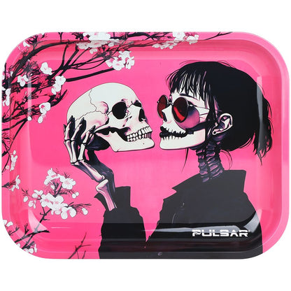 Pulsar Design Series Large Metal Rolling Tray | Sakura Skulls / 13"x11"