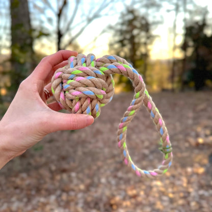 Rainbow Joy Hemp Rope Tug Toy 12.5" with Handle - We The People 