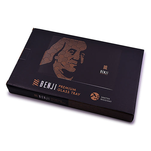 Benji Glass Rolling Tray Kit | Art Franklin Design with Papers & Cones