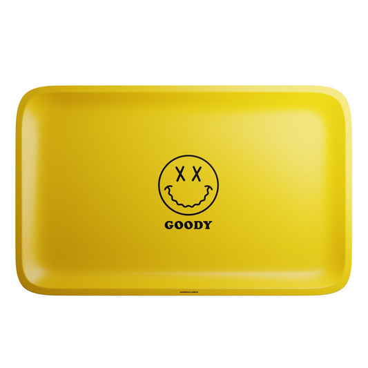 Goody Glass Yellow Big Face Rolling Tray | Durable Tin Rolling Tray