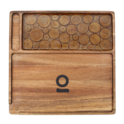 Ongrok Premium Acacia Wood Rolling Tray | Natural 9.5" x 9.5"