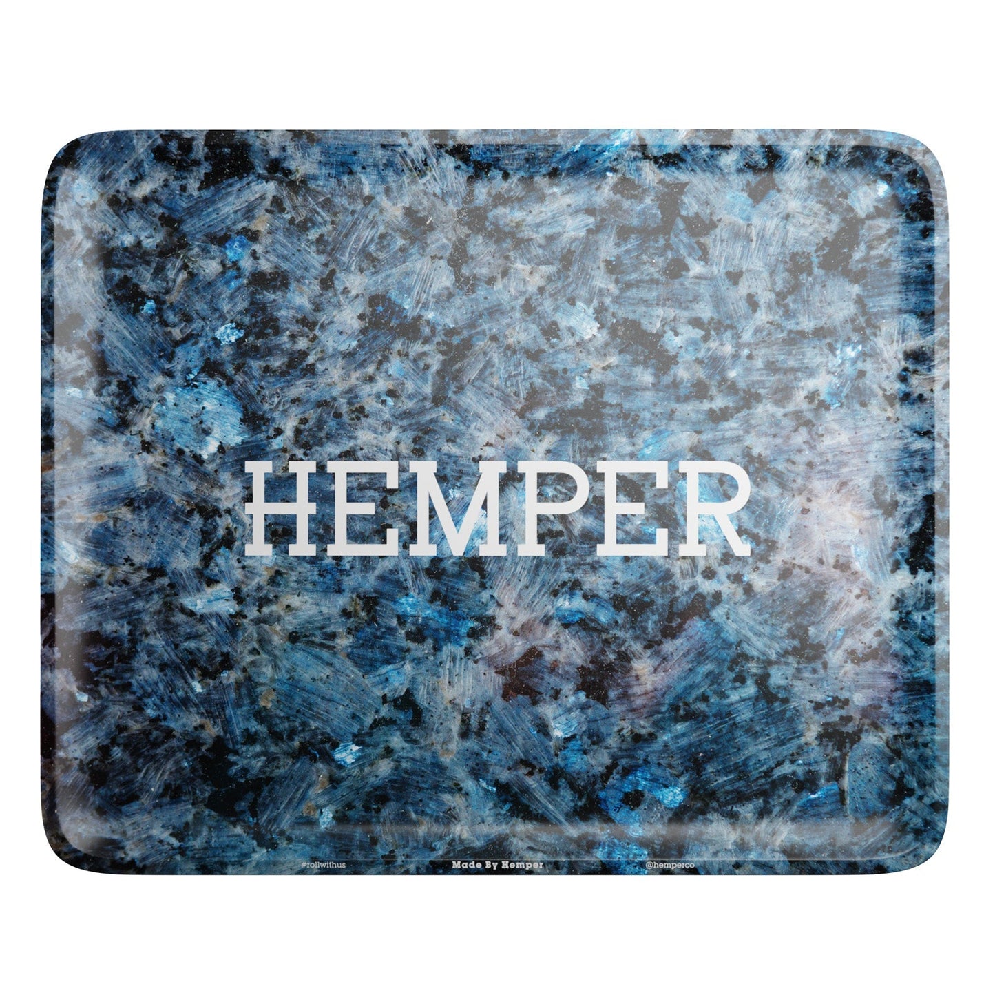 HEMPER Luxe Marble Rolling Tray | Black & Blue Marble Design