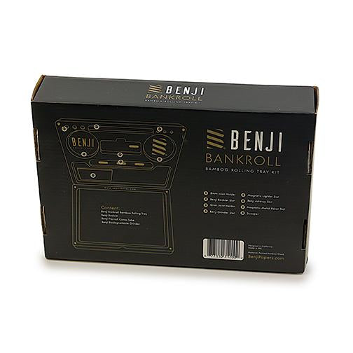 Benji Bankroll Bamboo Rolling Tray Kit | Magnetic 2-Piece with Papers & Cones