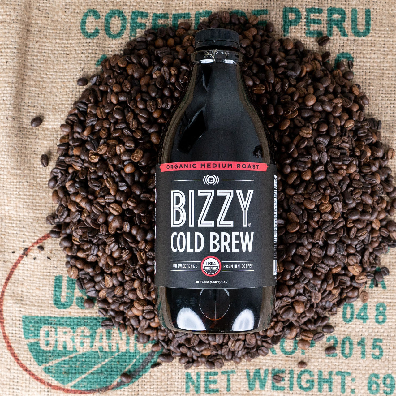 Bizzy Organic Cold Brew Coffee Concentrate Medium Roast - Case of 6 (48oz)