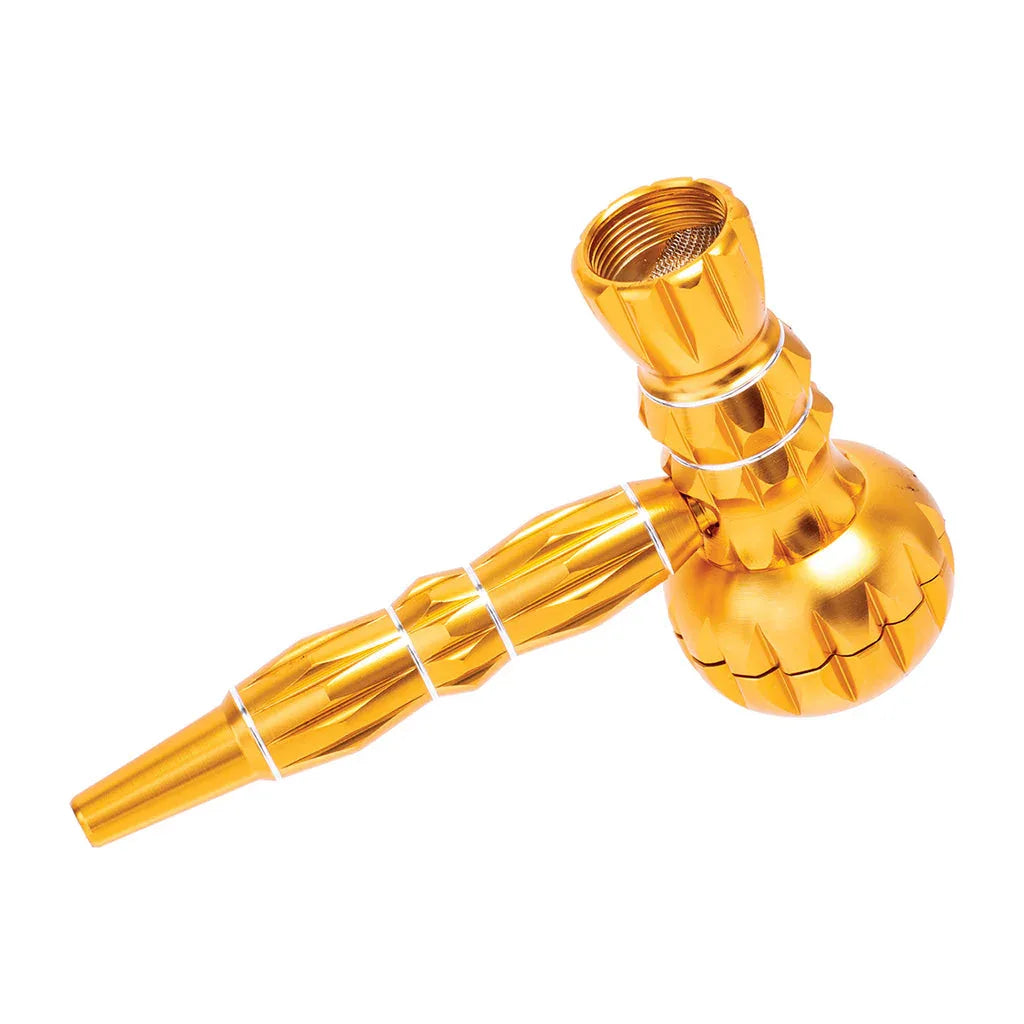 Aluminum Ribbed Smoking Pipe with Built-In Grinder | 2-in-1 Portable Pipe - We The People 