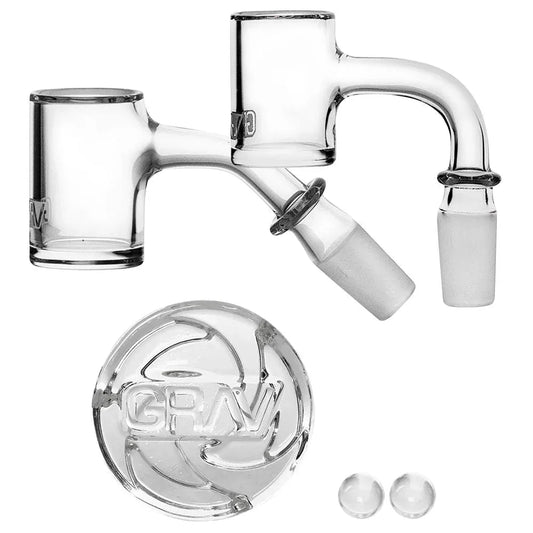 GRAV Seamless Flat Top Quartz Banger Set | 4pc Kit | 14mm Male | Carb Cap & Terp Beads - We The People 