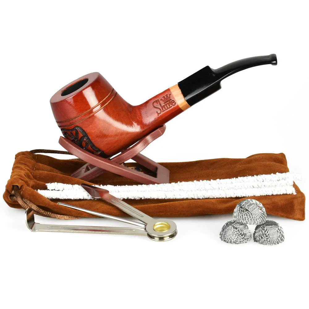 Pulsar Shire Pipes The Roscoe | Engraved Bulldog Saddle Stem Wood Pipe - We The People 