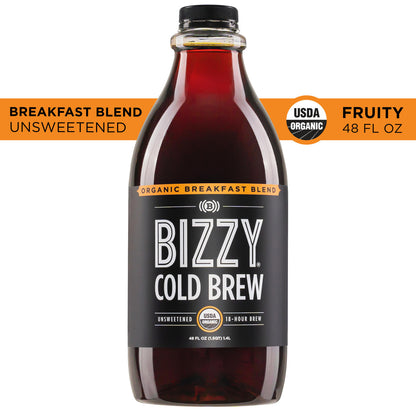 Bizzy Organic Cold Brew Coffee Concentrate Breakfast Blend - Case of 6 (48oz)