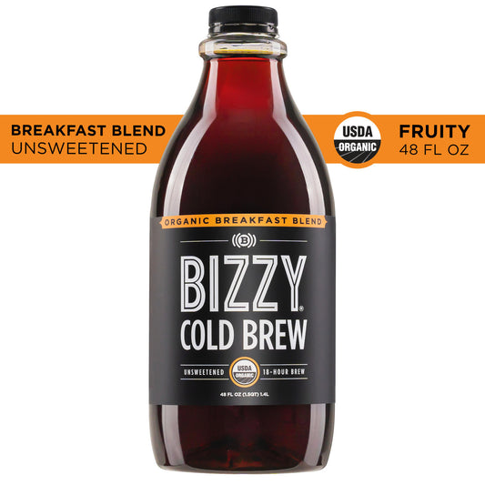 Bizzy Organic Cold Brew Coffee Concentrate Breakfast Blend - Case of 6 (48oz)
