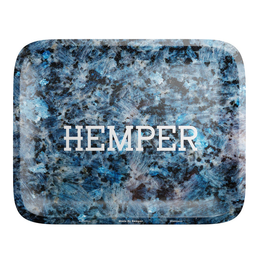 HEMPER Luxe Marble Rolling Tray | Black & Blue Marble Design