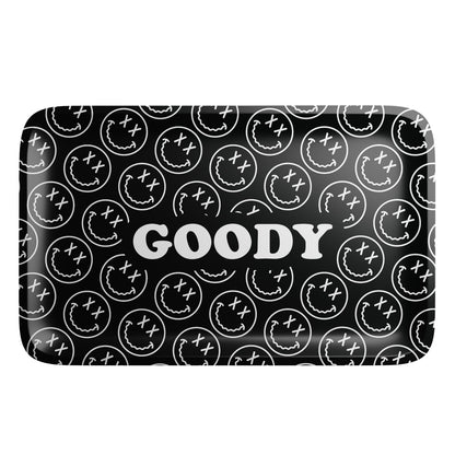 Goody Glass Black Pattern Face Rolling Tray | Durable Tin Tray