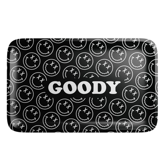 Goody Glass Black Pattern Face Rolling Tray | Durable Tin Tray