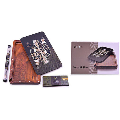 Benji Walnut Rolling Tray Kit with Magnetic Lid | King Franklin Design