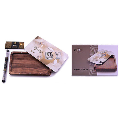 Benji Walnut Rolling Tray Kit with Magnetic Lid | Fly High Design