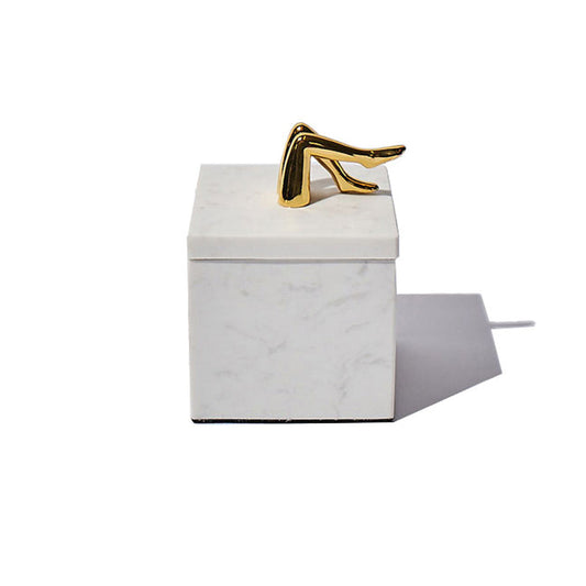 Thigh High Marble Stash Box | White & Gold Luxury Storage