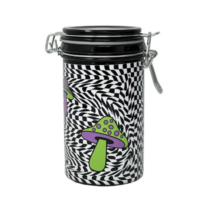 Trippy Mushroom Checkerboard Storage Jar - Airtight Glass Container - We The People 