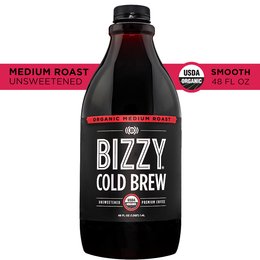 Bizzy Organic Cold Brew Coffee Concentrate Medium Roast - Case of 6 (48oz)