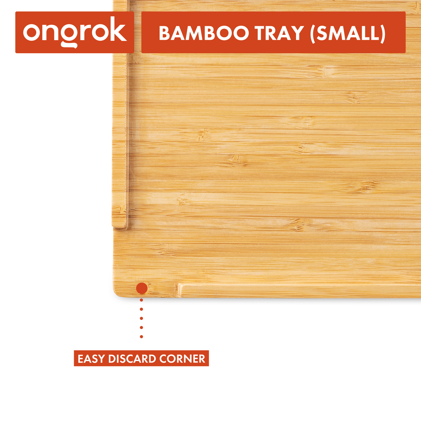 Ongrok Sustainable Small Bamboo Rolling Tray | Natural Wood