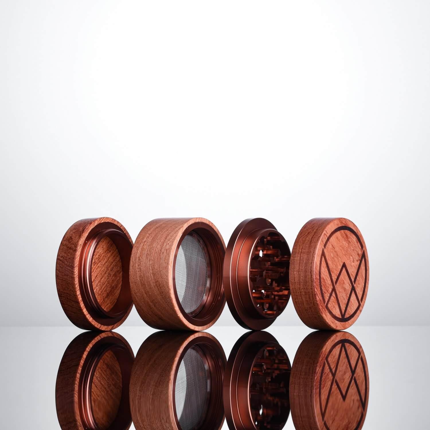 Vitae Glass Rosewood Grinder | 4-Piece Premium | Natural Rosewood & Rosegold | 2.5" - We The People 