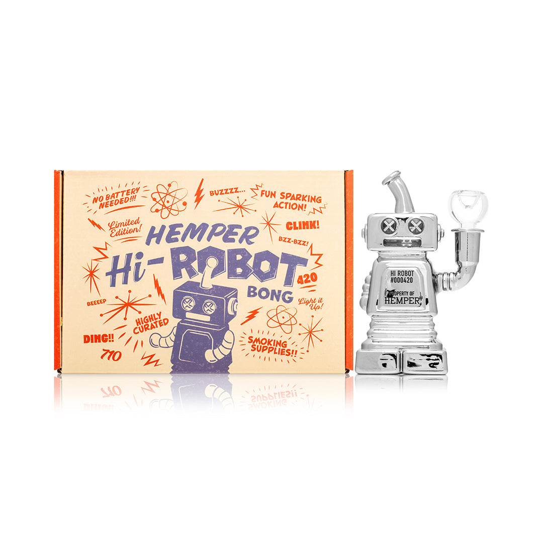 HEMPER Hi-Robot Bong | 5.9" Glass Water Pipe with Retro-Futuristic Design
