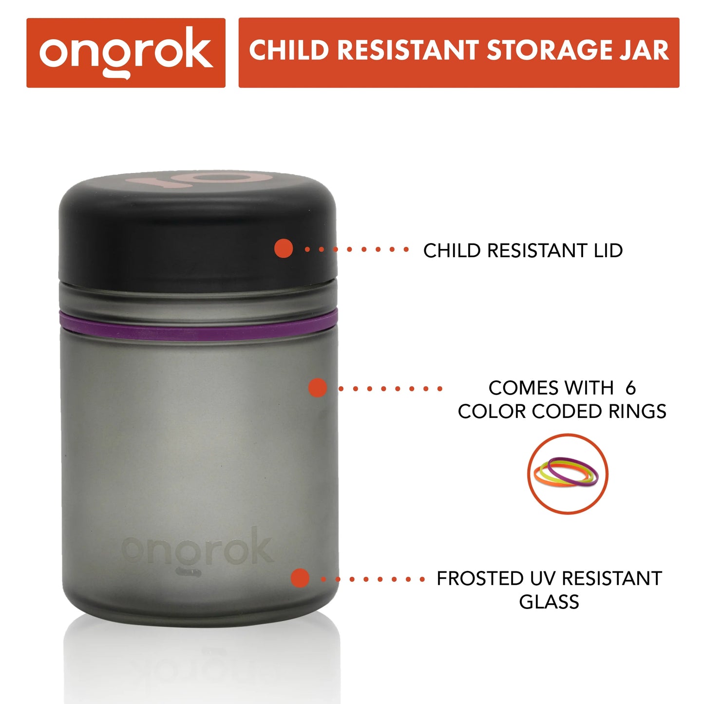 Ongrok 500ml Child Resistant Jars 2 Pack - Airtight Glass Storage - We The People 
