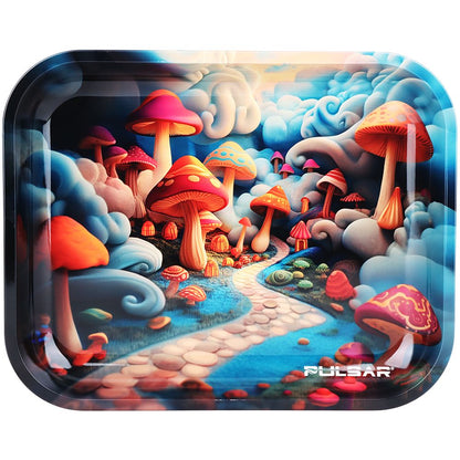 Pulsar Design Series Large Metal Rolling Tray | Shroom Path 13" x 11"