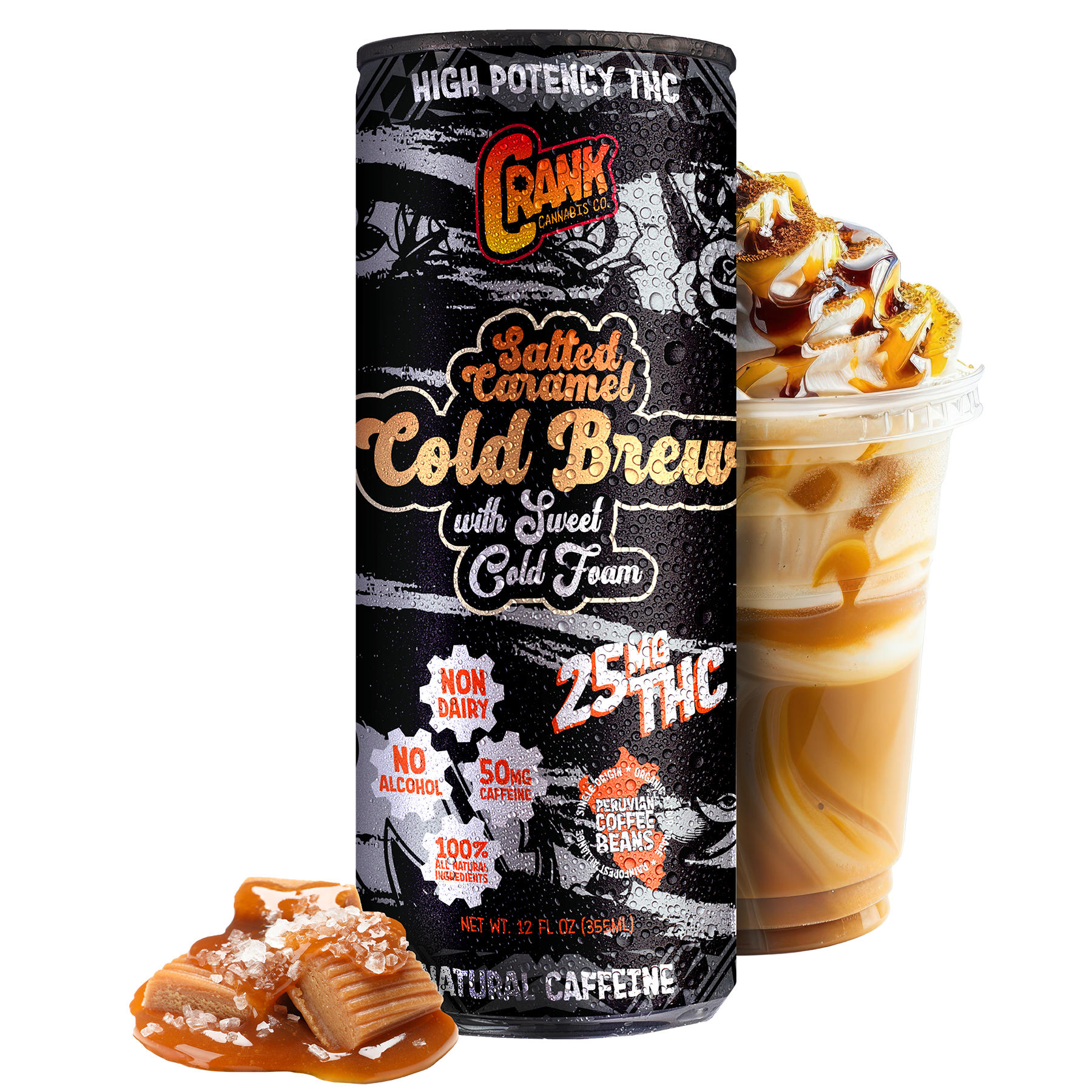 THC NITRO Salted Caramel Cold Brew with Sweet Cold Foam