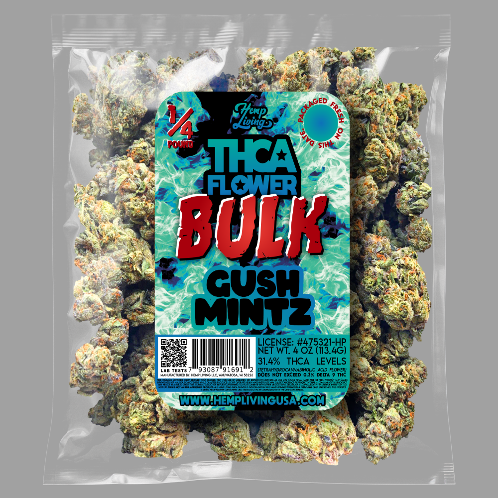 THCA Flower – Gush Mintz – BULK – Nitrogen-Sealed Bags