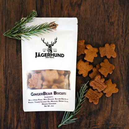 Jagerhund GingerBear Biscuits | Gingerbread Dog Treats with Antler Powder