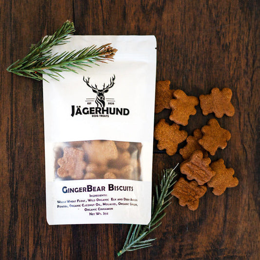 Jagerhund GingerBear Biscuits | Gingerbread Dog Treats with Antler Powder