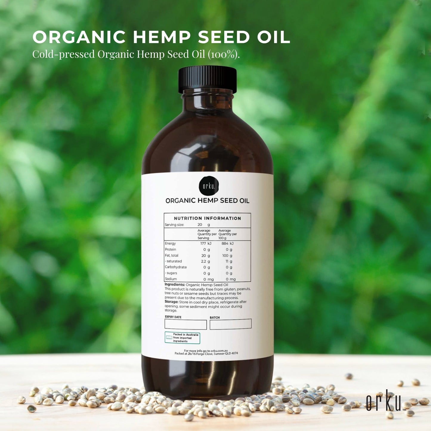 Orku Organic Hemp Seed Oil - Cold Pressed Food Grade Oils-1