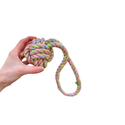 Rainbow Joy Hemp Rope Tug Toy 12.5" with Handle - We The People 