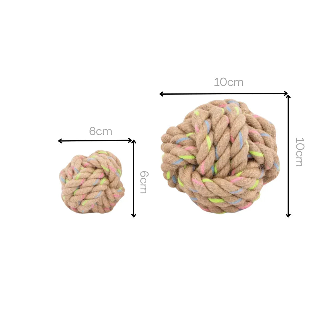 Natural Hemp Rope Ball Dog Toy Recycled Cotton - We The People 