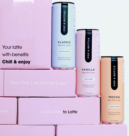 Pop & Bottle Oat Milk Latte Vanilla - Case of 12 (8oz Bottles)