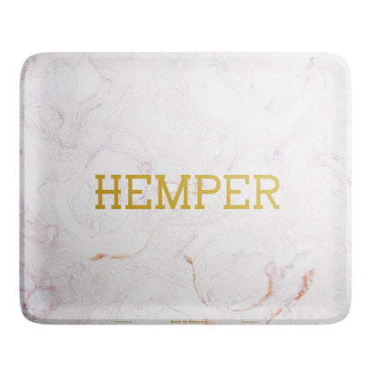 HEMPER Luxe Marble Rolling Tray | Pink & White Marble Design